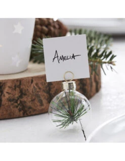 6 Marque Places Petite Boule Verre Et Pin