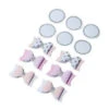 6 Noeuds Papillons Adhésifs Blancs, Rose Pastel Touche Argent