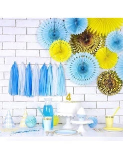 6 Petites Assiettes Bleu Pastel Bordure Dorée 18 Cms -Déco Festive Soldes 6 petites assiettes bleu pastel bordure doree 18 cms 3