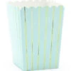 6 Petites Boites Popcorn Bleu Ciel Rayures Or