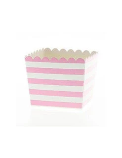 6 Petits Pots Rayés Roses Et Blancs