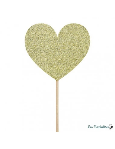 6 Piques Gateaux Coeurs Paillettes Dorées 2 6 Piques Gateaux Coeurs Paillettes Dorées – Image 2