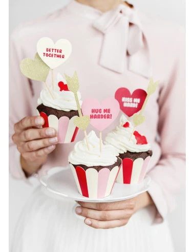 6 Piques Gateaux Coeurs Paillettes Dorées 3 6 Piques Gateaux Coeurs Paillettes Dorées – Image 3