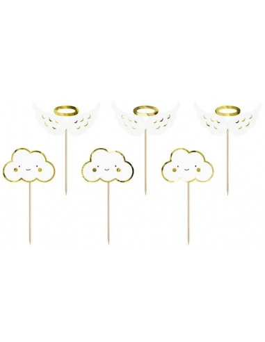 6 Piques Gateaux Nuages Et Ailes D'Ange 1 6 Piques Gateaux Nuages Et Ailes D'Ange