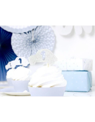 6 Piques Gateaux Voitures Argent Chiffre 1 1 6 Piques Gateaux Voitures Argent Chiffre 1