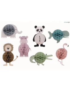 7 Décos Animaux Safari Avec Boule Alvéolée