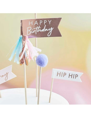 7 Cake Toppers Anniversaire & Pompons 3 7 Cake Toppers Anniversaire & Pompons – Image 3