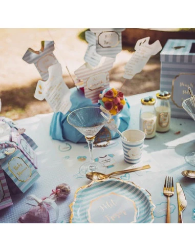 8 Assiettes Bleu Blanc Petit Trésor Garçon 3 8 Assiettes Bleu Blanc Petit Trésor Garçon – Image 3