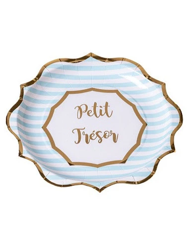 8 Assiettes Bleu Blanc Petit Trésor Garçon 1 8 Assiettes Bleu Blanc Petit Trésor Garçon