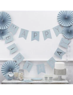 8 Assiettes Bleu Ciel Ecriture PARTY ! Argent -Déco Festive Soldes 8 assiettes bleu ciel avec ecriture party argent 3
