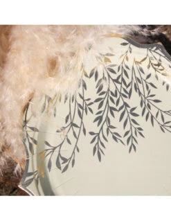 8 Assiettes Champêtre Vert Sauge & Or -Déco Festive Soldes 8 assiettes champetre vert sauge or 2