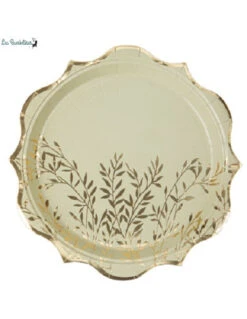 8 Assiettes Champêtre Vert Sauge & Or