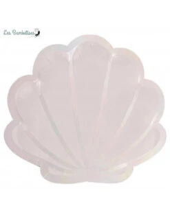 8 Grandes Assiettes Coquillages Irisés Sirène