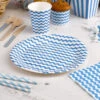 8 Assiettes Fond Blanc Vague Bleu Turquoise