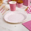 8 Assiettes En Carton Pois Rose Bonbon
