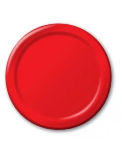 8 Assiettes En Carton Rouge 23cms