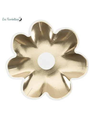 8 Assiettes Marguerites Blanches Et Dorées 1 8 Assiettes Marguerites Blanches Et Dorées