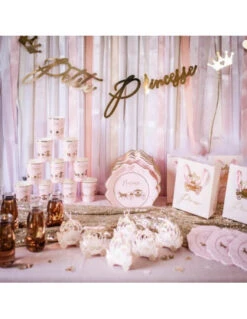 8 Assiettes Princesse Et Carrosse Rose Et Or -Déco Festive Soldes 8 assiettes princesse et carrosse rose et or 2