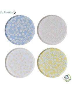 8 Assiettes Thème Fleurs Pastels