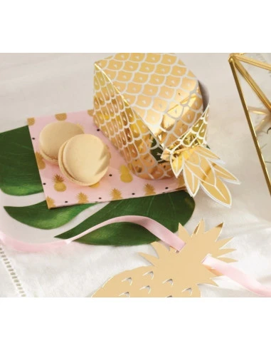 8 Boites à Cadeaux Invités Ananas Dorés 2 8 Boites à Cadeaux Invités Ananas Dorés – Image 2