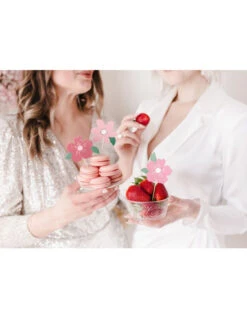 8 Cake Toppers Avec Fleurs En Carton 13 Cms -Déco Festive Soldes 8 cake toppers avec fleurs en carton 13 cms 2