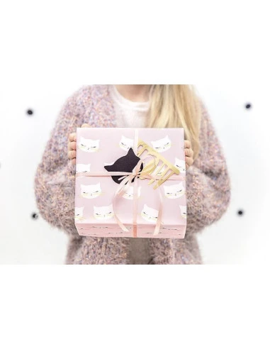 8 Décorations Papier Chat Et Meow Noir Et Or 4 8 Décorations Papier Chat Et Meow Noir Et Or – Image 4