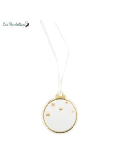 8 Etiquettes Boule De Noël Blanches Et Or
