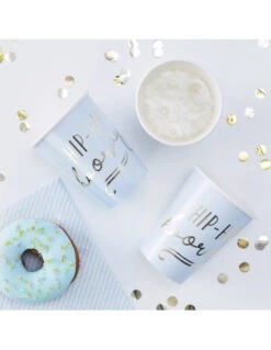 8 Gobelets Bleu Ciel Hip Hip Hooray Doré