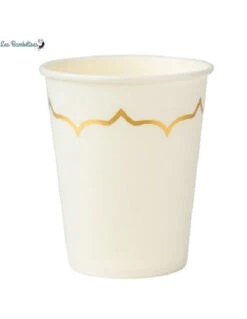 8 Gobelets En Carton Blanc Frise Dorée