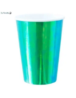 8 Gobelets En Carton Irisés Verts