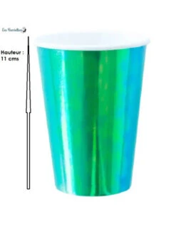 8 Gobelets En Carton Irisés Verts -Déco Festive Soldes 8 gobelets en carton irises verts 3