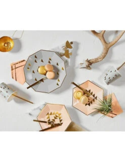 8 Gobelets Gris Avec Triangles Dorés -Déco Festive Soldes 8 gobelets gris avec triangles dores 2