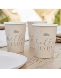 8 Gobelets Hello Baby -Déco Festive Soldes 8 gobelets hello baby 2