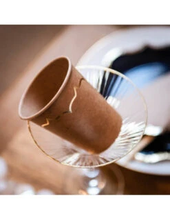 8 Gobelets Kraft Et Frise Dorée