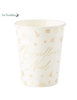 8 Gobelets Merveilleux Noël Blanc Et Or