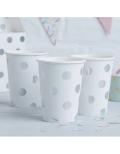 8 Gobelets Pois Argent