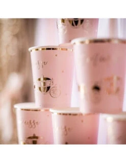8 Gobelets Princesse Et Carrosse Rose Et Or -Déco Festive Soldes 8 gobelets princesse et carrosse rose et or 3