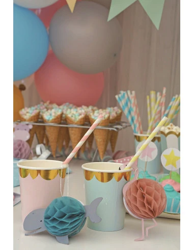 8 Gobelets Rose Pastel Bordure Frise Dorée 2 8 Gobelets Rose Pastel Bordure Frise Dorée – Image 2