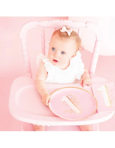 8 Grandes Assiettes Anniversaire 1 An Rose &Or 2 8 Grandes Assiettes Anniversaire 1 An Rose &Or – Image 2