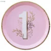 8 Grandes Assiettes Anniversaire 1 An Rose &Or