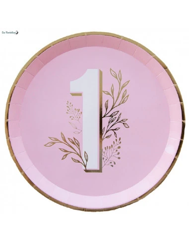 8 Grandes Assiettes Anniversaire 1 An Rose &Or 1 8 Grandes Assiettes Anniversaire 1 An Rose &Or