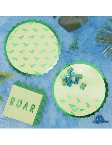 8 Grandes Assiettes Dinosaures Verts 2 8 Grandes Assiettes Dinosaures Verts – Image 2