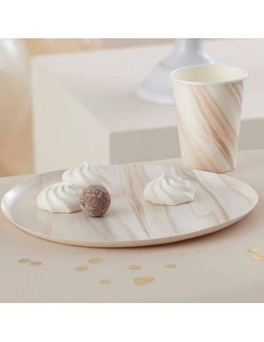 8 Grandes Assiettes En Carton Marbre Beige 2 8 Grandes Assiettes En Carton Marbre Beige – Image 2