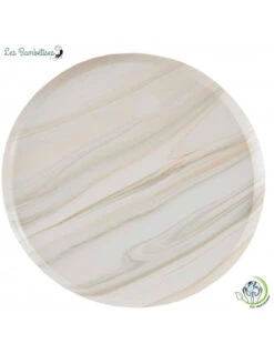 8 Grandes Assiettes En Carton Marbre Beige