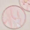 8 Grandes Assiettes En Carton Marbre Rose