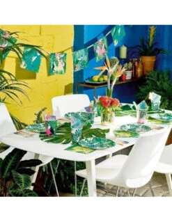 8 Grandes Assiettes Feuilles De Palmier -Déco Festive Soldes 8 grandes assiettes feuilles de palmier 2