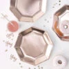 8 Grandes Assiettes Octogonales Rose Gold