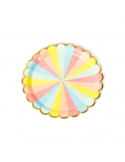8 Grandes Assiettes Rayures Pastels Multicolores Bordure Frise Dorée -Déco Festive Soldes 8 grandes assiettes rayures pastels multicolores bordure frise doree 4