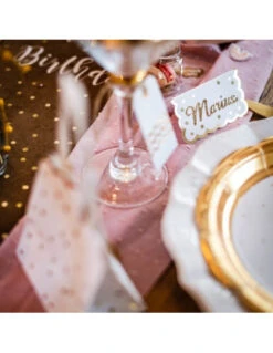 8 Marque Places Blancs Pois Dorés -Déco Festive Soldes 8 marque places blancs pois dores 3
