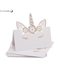 8 Marque Places Licorne Blancs Et Or